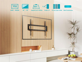 Monoprice mount next to ruler for scale illustrating compatibility with large TVs