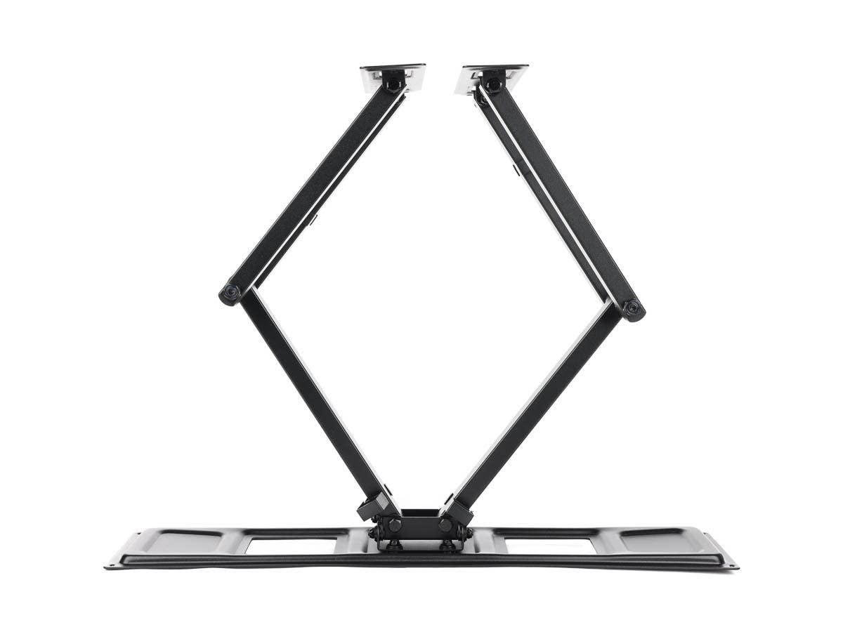 Monoprice side profile retracted against wall, highlighting space-saving low-profile benefit