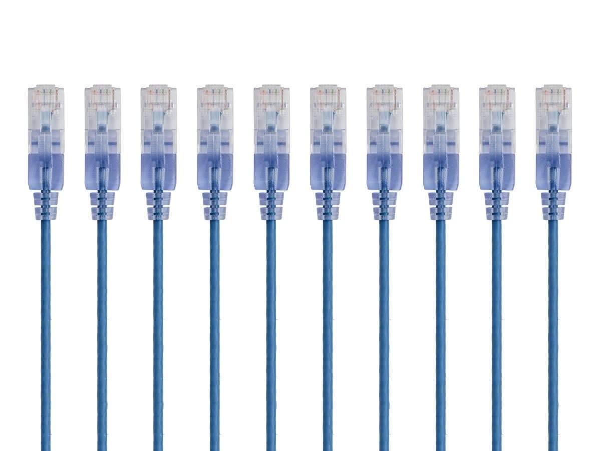 Monoprice cable cross-section close-up showing slim profile and space-saving benefit