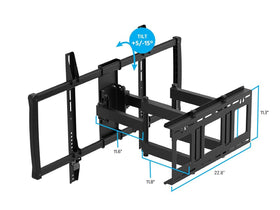 Monoprice tilt mechanism detail showing +5/-15 degrees adjustment benefit glare reduction