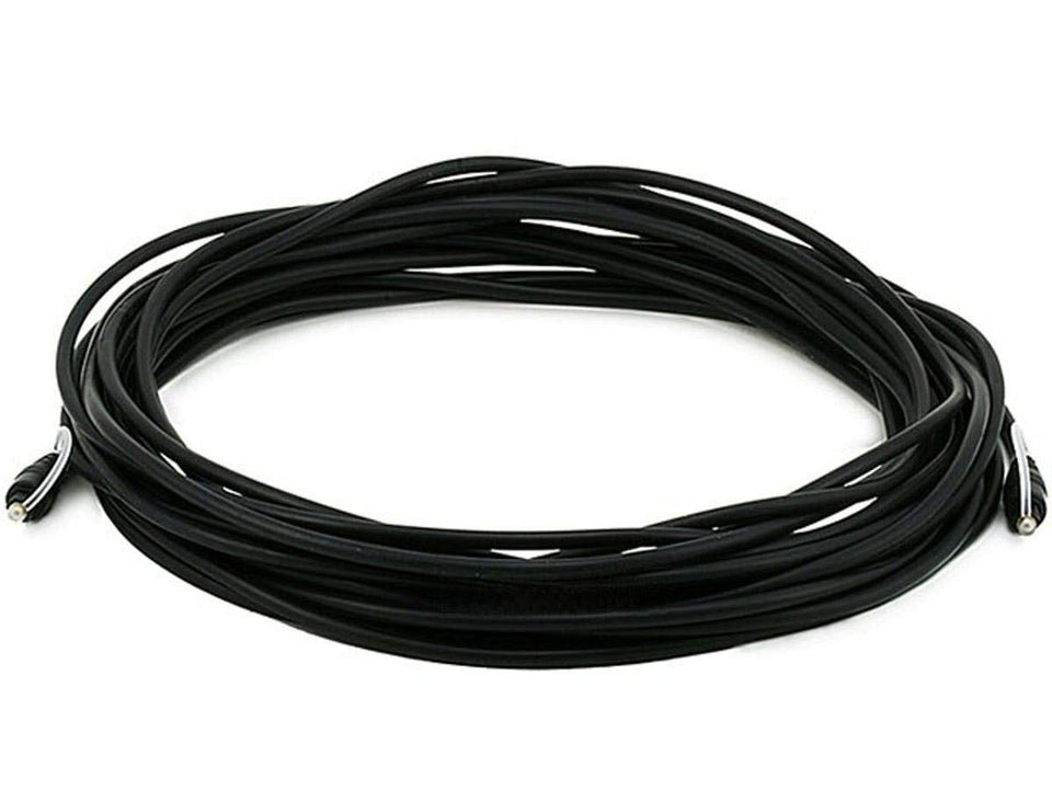 Monoprice front Toslink connector showing durable ferrule and easy insert benefit