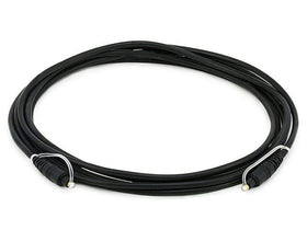 Monoprice Toslink cable front connector showing gold-plated ferrule and secure fit for long-term use
