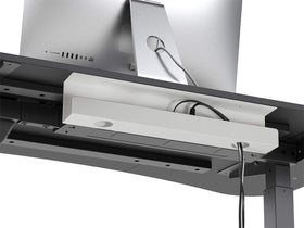 Monoprice under-desk cable tray clean-cable-clutter reduces tangles and simplifies maintenance.