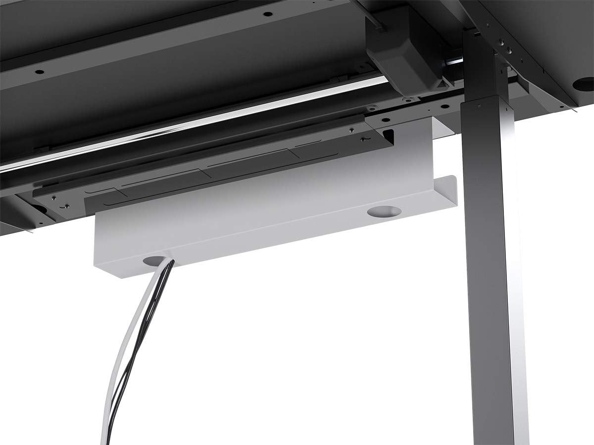 Monoprice under-desk cable tray height-adjustable-desks works with adjustable desks seamlessly.