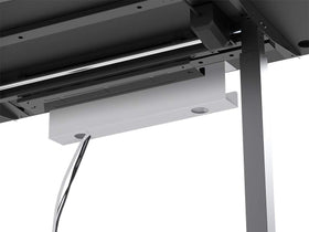 Monoprice under-desk cable tray height-adjustable-desks works with adjustable desks seamlessly.