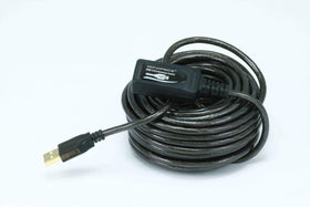 Monoprice USB 2.0 active extension cable with sturdy connectors boosts signal for long-distance use.