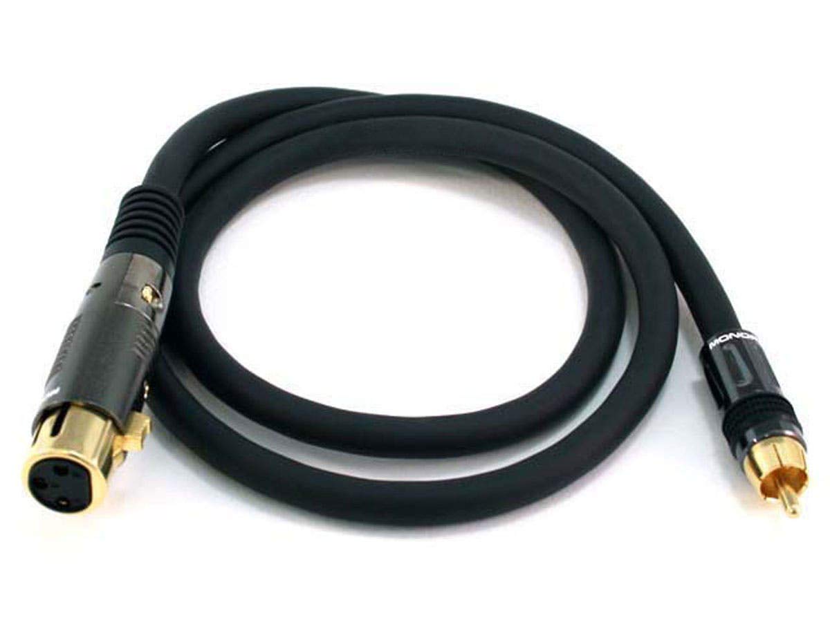 Monoprice XLR to RCA cable 3 ft black demonstrates reliable balanced to unbalanced transfer