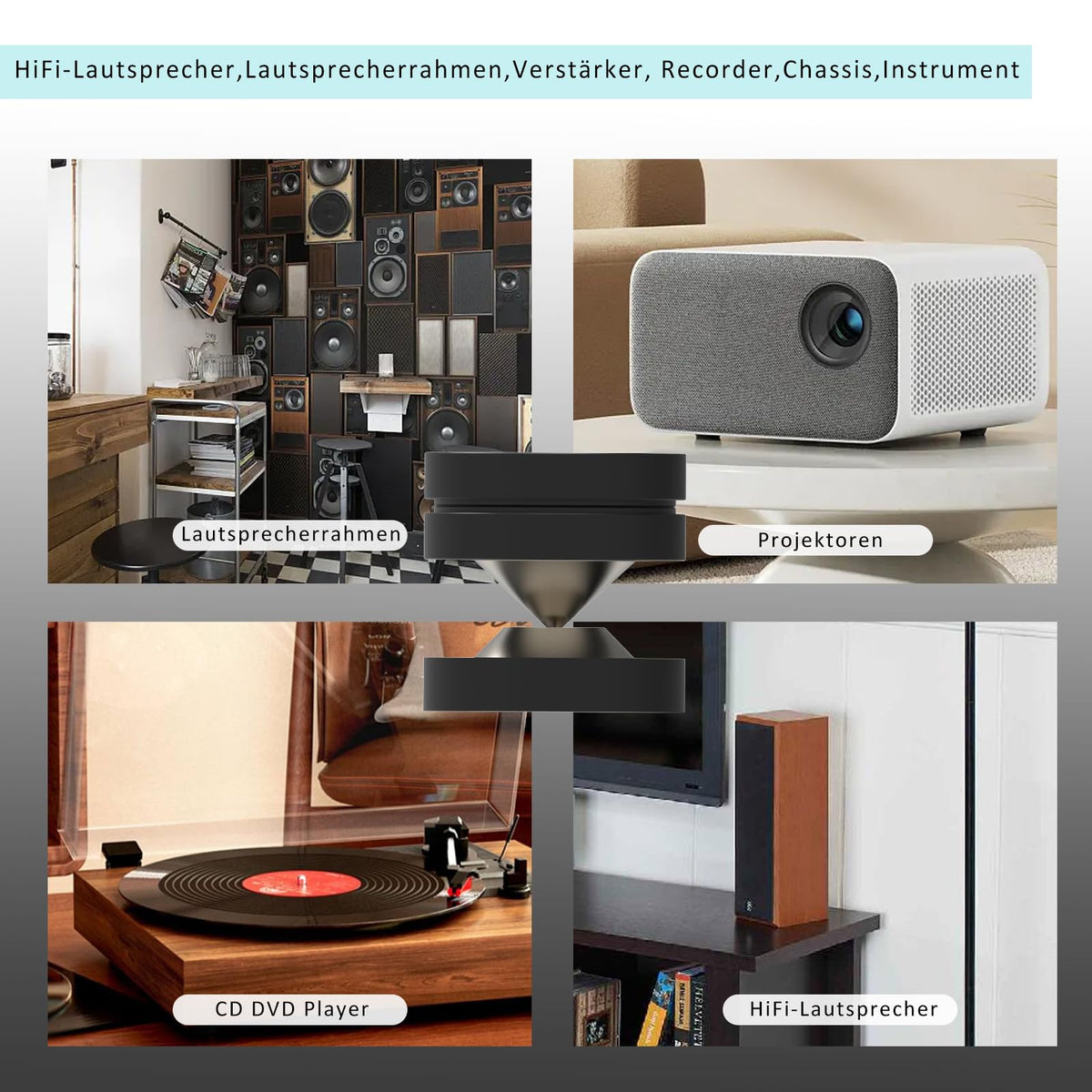 Monosaudio amplifier on tiles with pads, protects floor and reduces resonance