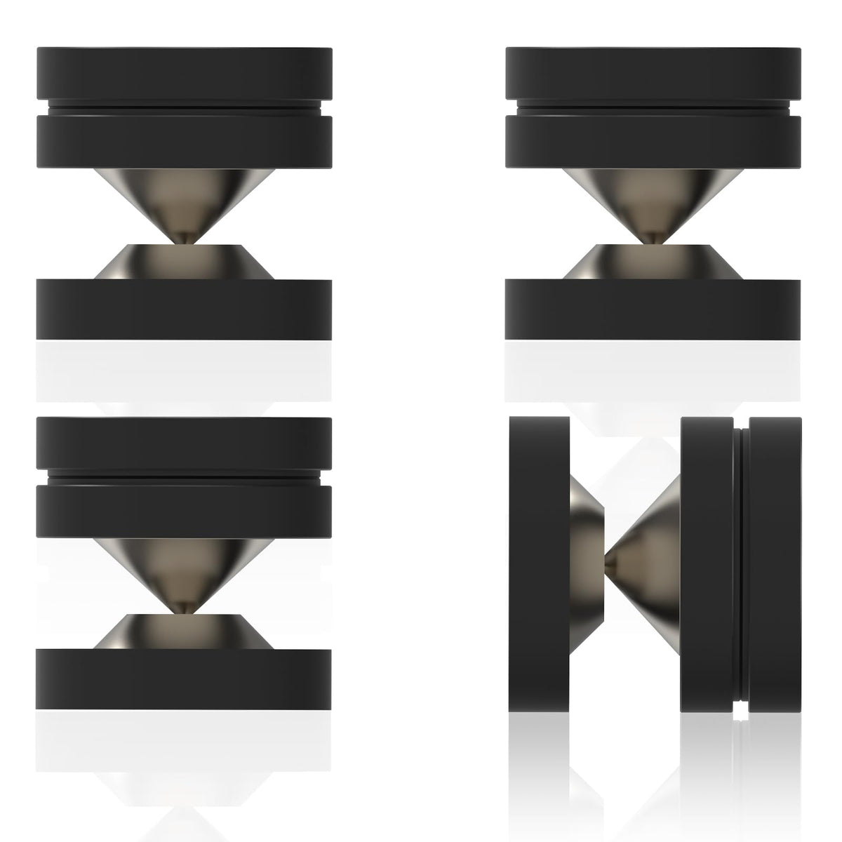 Monosaudio front view packaging showing four spikes and pads, reliable protection