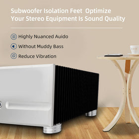 Removable non-slip rubber ring on Monosaudio feet for secure placement