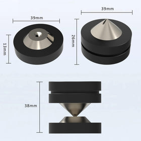Monosaudio speaker mounted in use with spikes, improved stability and bass clarity