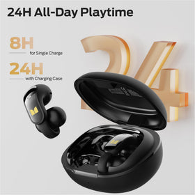 Monster AC228 with water splash illustrating IPX5 resistance and sweat-ready durability