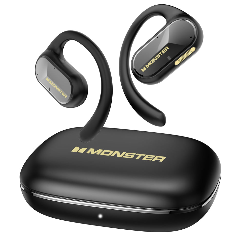 Monster AC312 front view showing open-ear design and comfortable fit