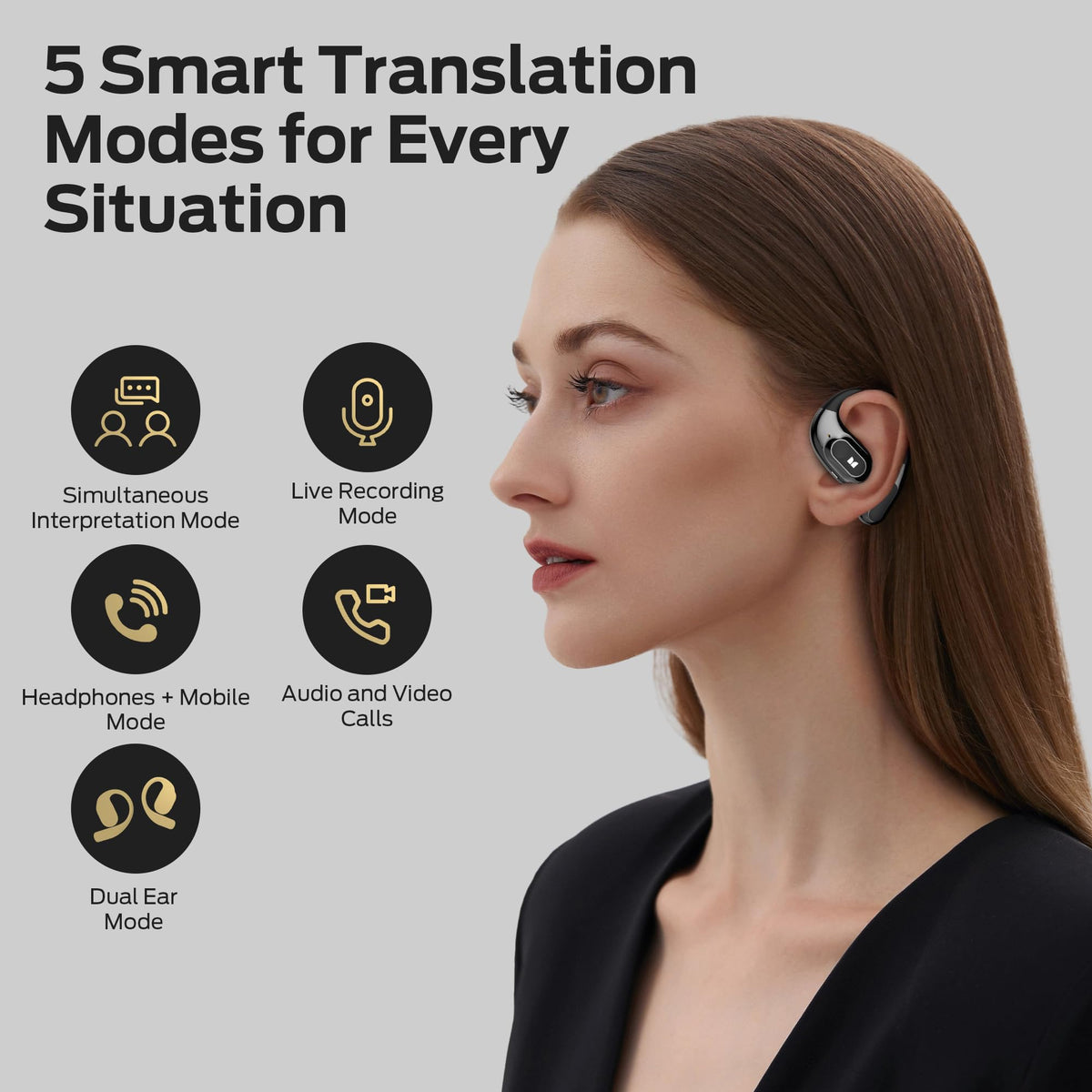 Monster AC330 open-earbuds side profile demonstrating comfortable, ambient-aware fit