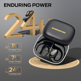 Monster AC520 with water splashes illustrating IPX6 resistance and workout durability benefit