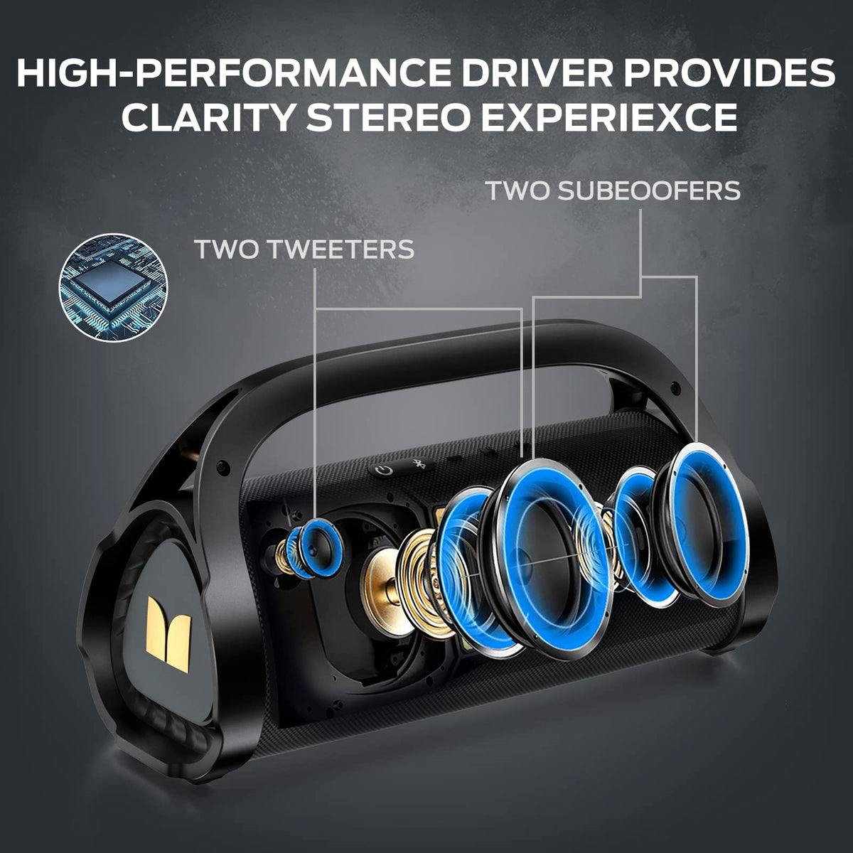 Monster Adventurer Max IPX7 waterproof casing for beach and poolside listening.
