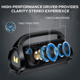 Monster Adventurer Max IPX7 waterproof casing for beach and poolside listening.