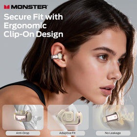 Monster Airclip AC210 open-ear design promotes situational awareness during workouts.