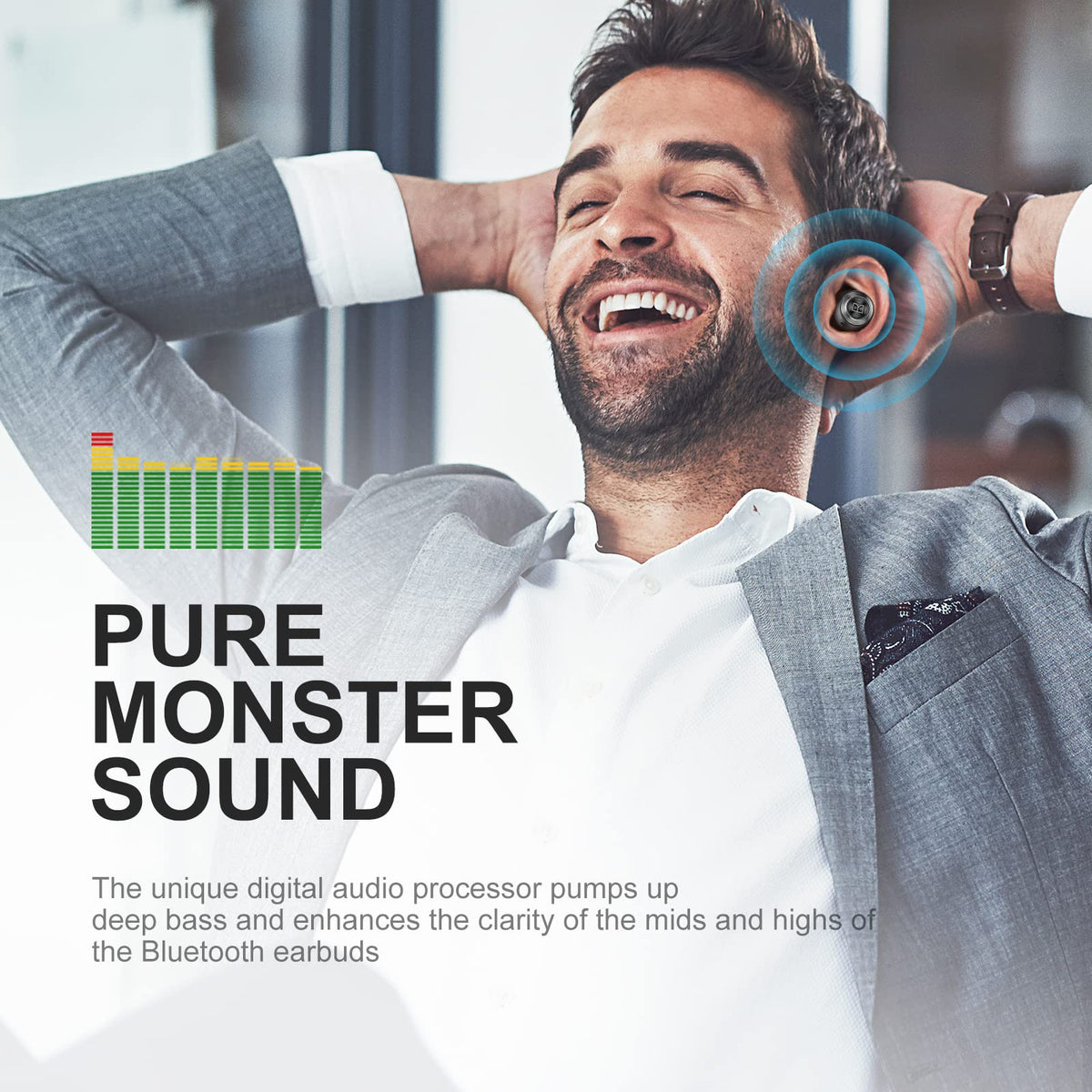 Monster close-up of earbud texture and driver housing showing premium sound detail