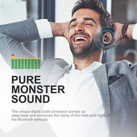 Monster close-up of earbud texture and driver housing showing premium sound detail