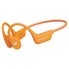 Monster BC300 open-ear headphones worn during a run for comfortable, secure fit.
