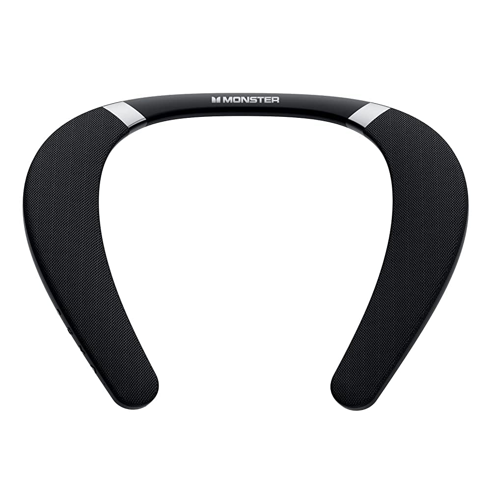 Monster Boomerang neckband speaker worn around the neck for immersive on-the-go sound.