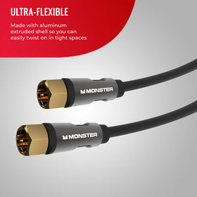 Monster Essentials RG-6 supports cable TV, satellite, digital audio, and broadband use