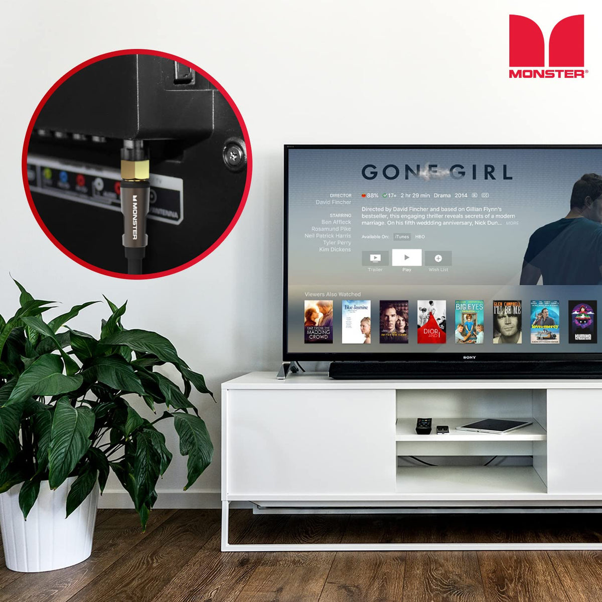 Durable Monster Essentials coax cable promotes dependable signal paths through everyday use