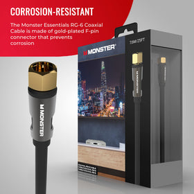 Duraflex jacket on Monster Essentials coax cable enables flexible routing around corners