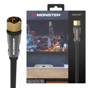 Monster Essentials RG-6 coax cable with gold-plated F-pin for stable signal transmission