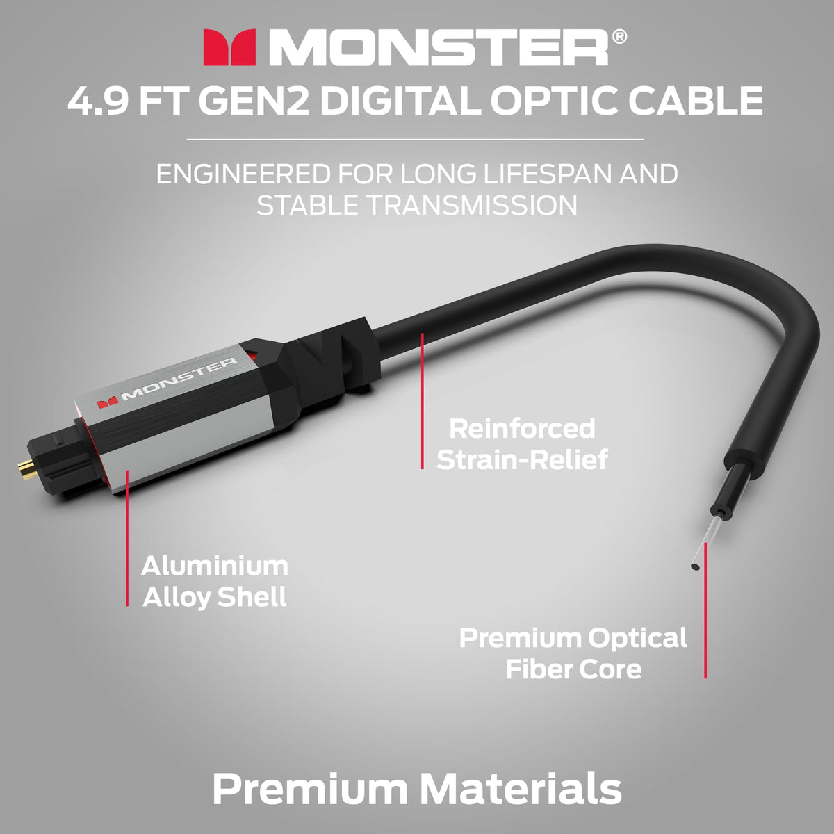 Monster Gen2 Essentials metal housing end for robust durability.