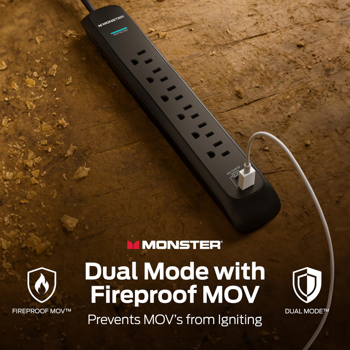 Monster LED indicator lights showing protection status for peace of mind