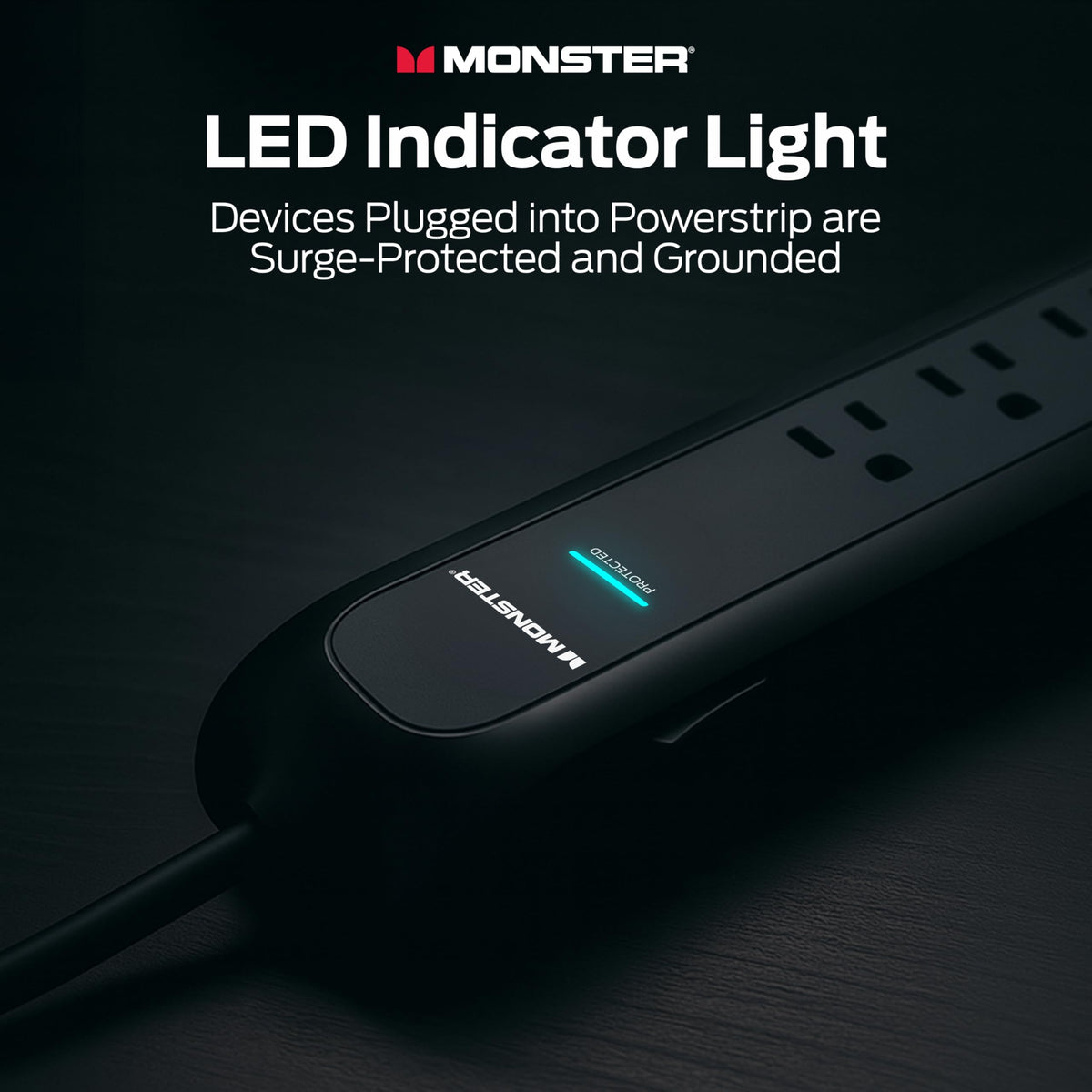 Monster LED indicator lights showing protection and grounding status clearly
