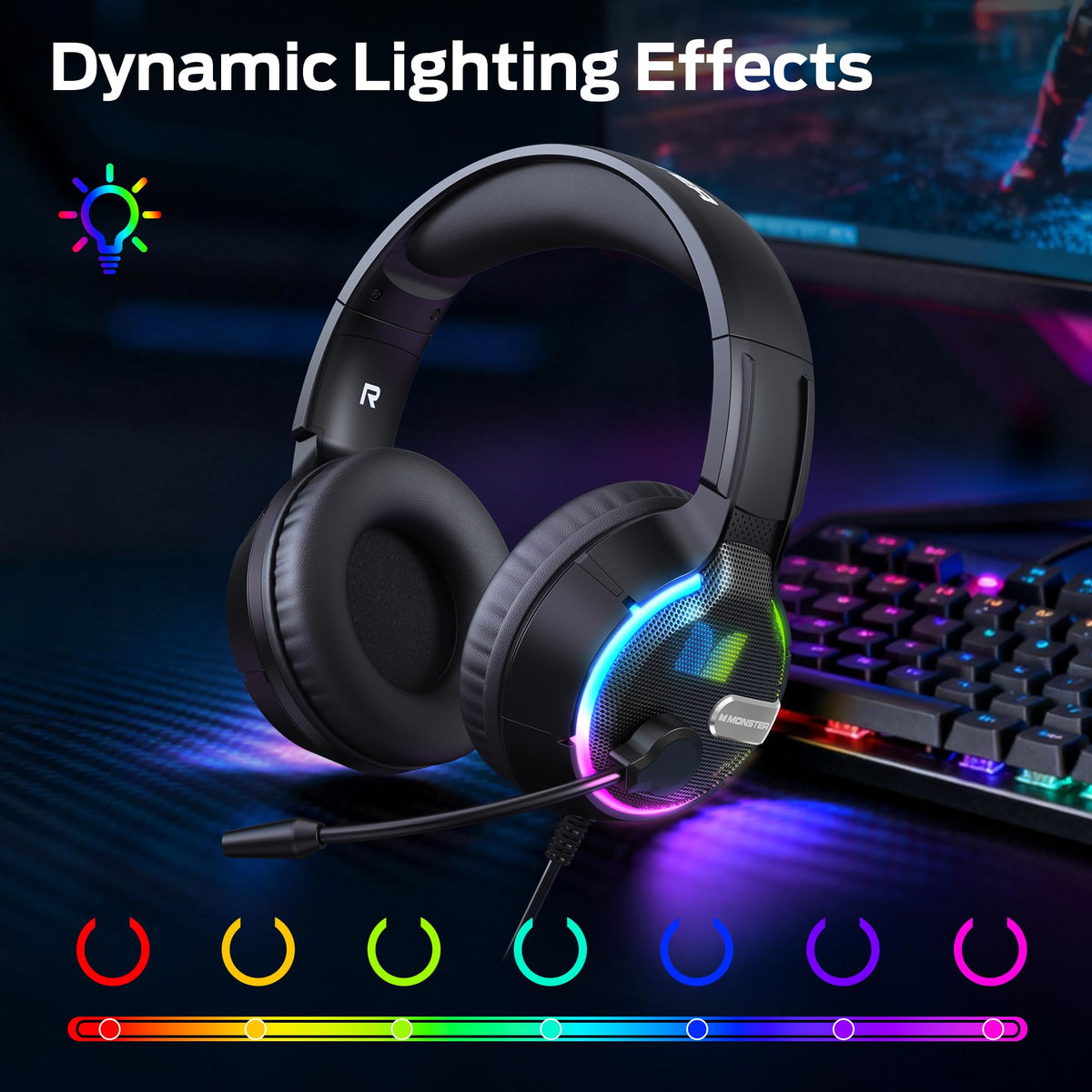 Monster Mission 320 on gaming desk showing multi-platform connectivity benefit