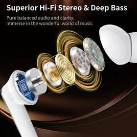 Close view of Monster N-Lite 203 AirLinks earbuds in ergonomic angle
