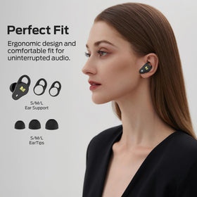 Monster N-Lite 210 earbuds worn in-ear for secure, comfortable fit.