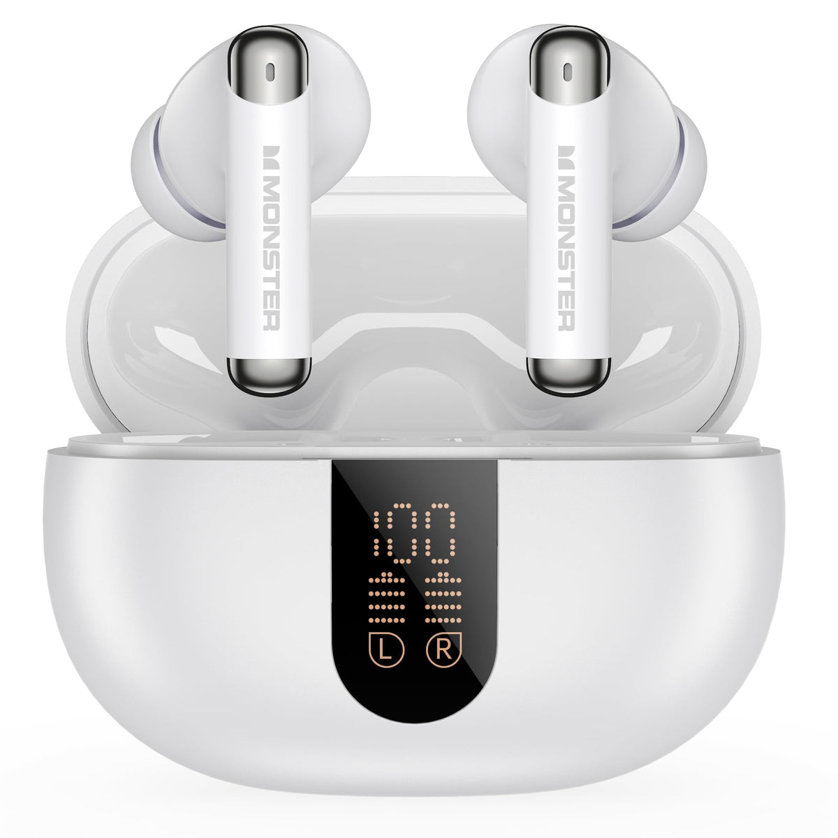 Monster N-Lite 211 case front view with LED power indicator for quick charge status
