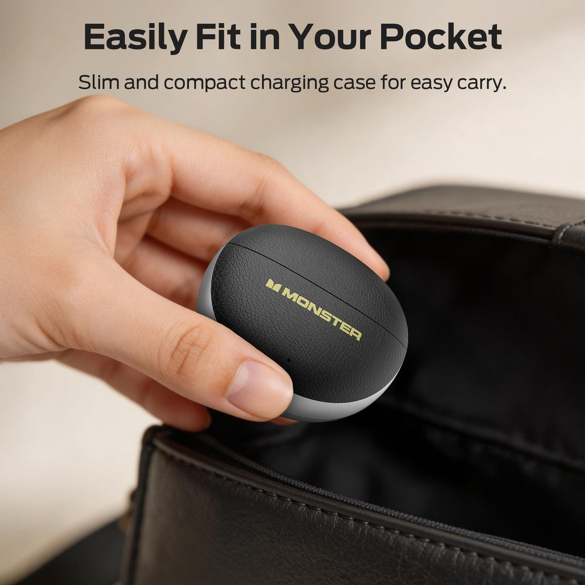 Monster N-Lite 310 lifestyle commute scene showing clear calls and music on the go