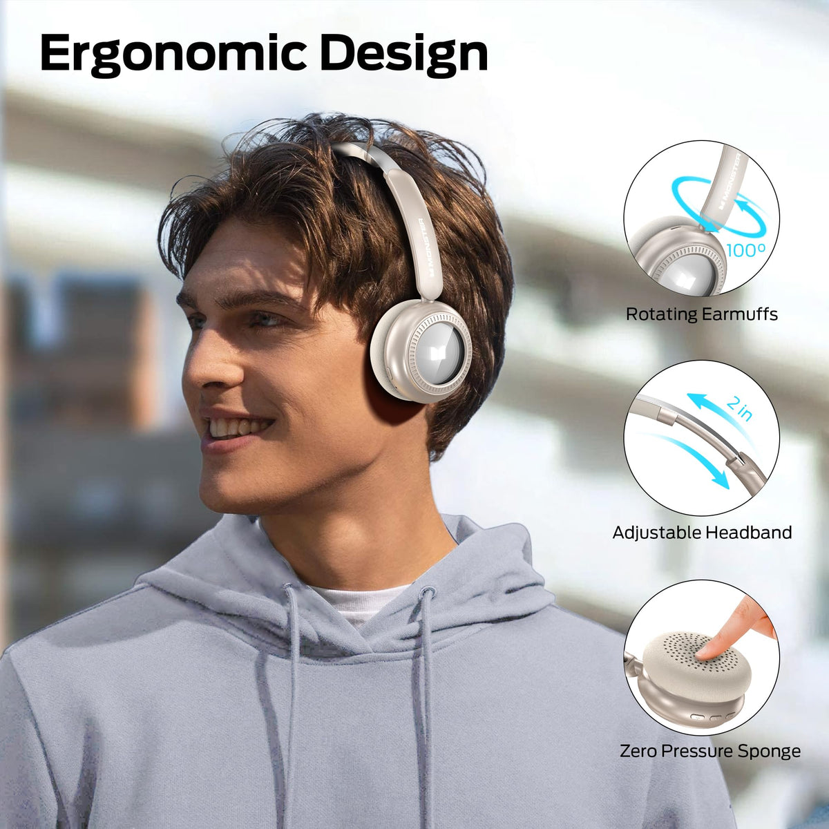 Monster N-Tune MINI 01 earcup close-up showing driver detail and clarity