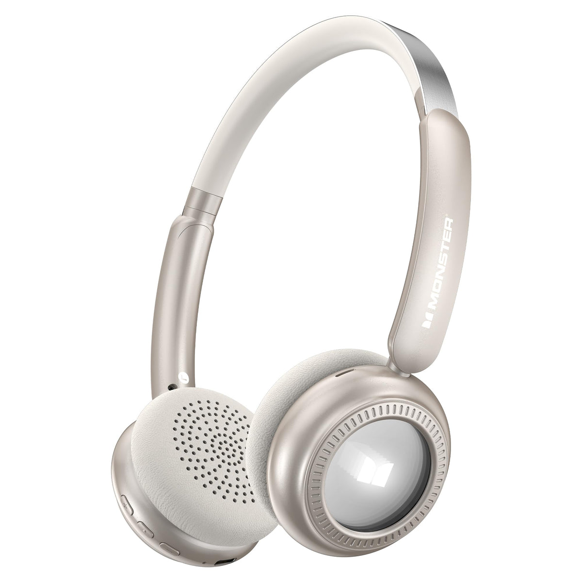 Monster N-Tune MINI 01 front view showing sleek white finish and comfy pads