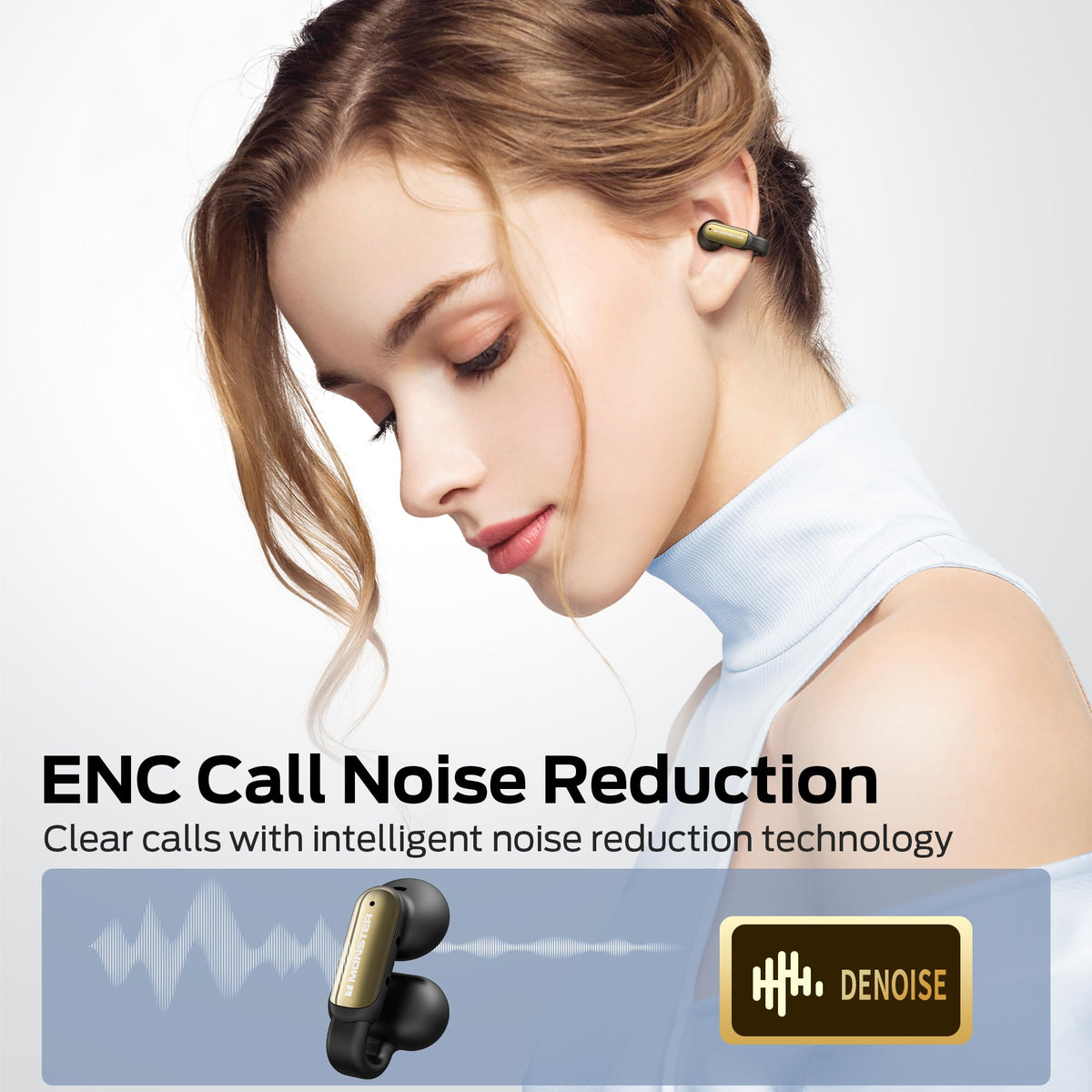 Monster Open AC601 ENC reduces background noise for clearer calls.