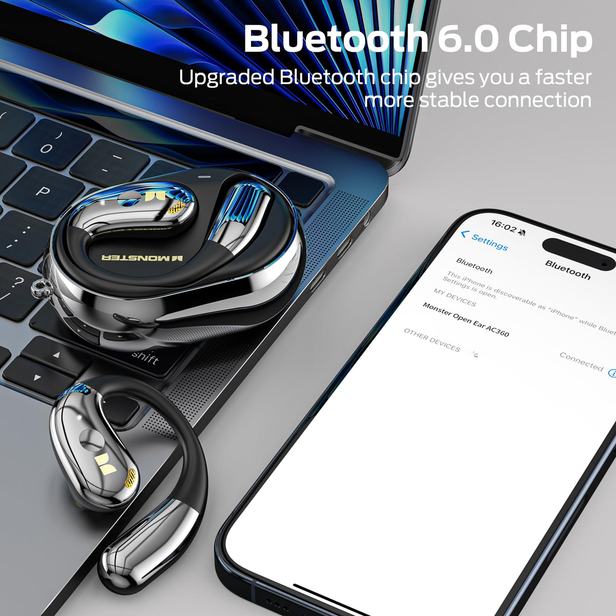 Monster Open Ear AC360 IPX5 rating protects against rain and sweat