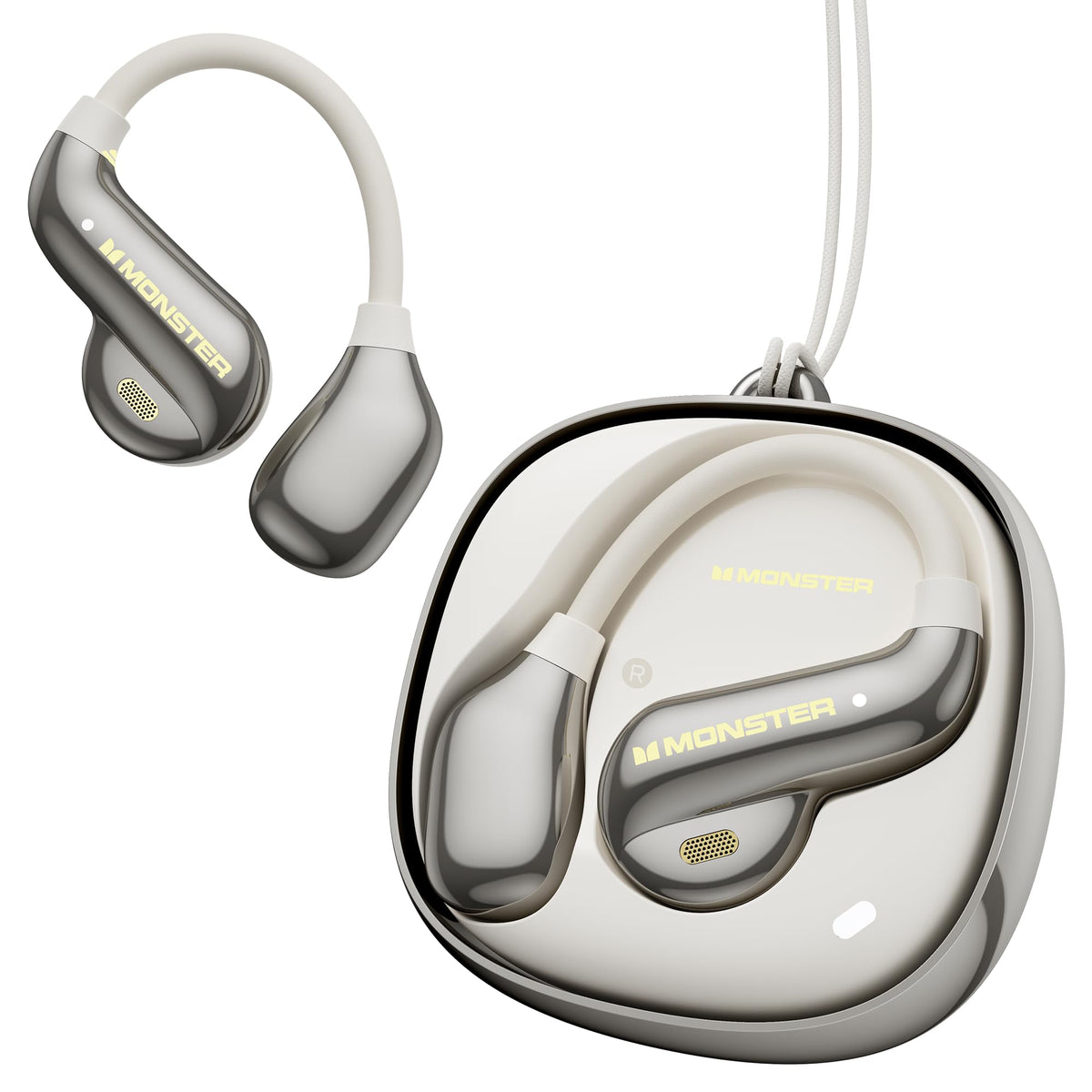 Monster AC390 open-ear headphones with a 13mm driver for rich, dynamic sound on the move.