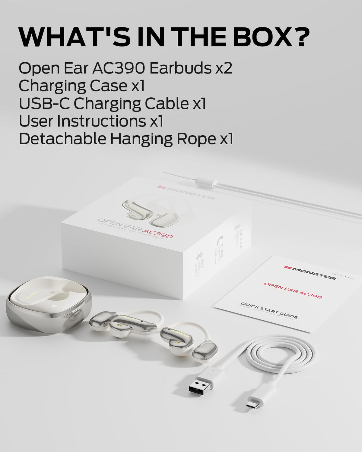 Monster AC390 delivers up to 24 hours of listening with case.