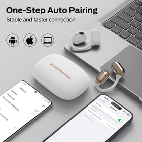 Monster open free AC100 controls and ports showing easy access and quick pairing