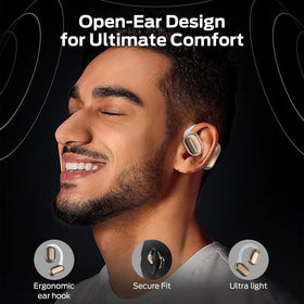 Monster open free AC100 earhook detail highlighting secure fit and pressure-free stability