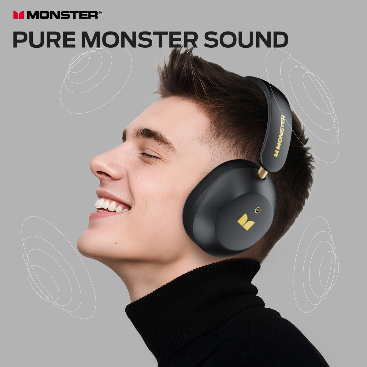 Monster Persona 6th ANC headphones folded for portable travel with compact design.