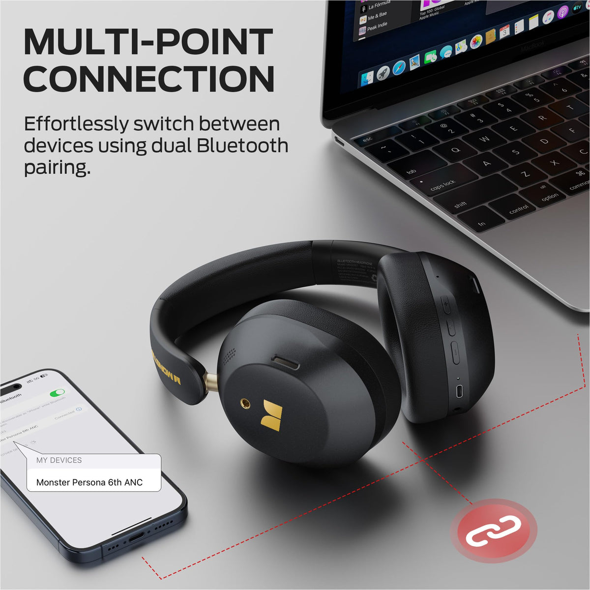 Monster Persona 6th ANC headphones with transparency mode for situational awareness.
