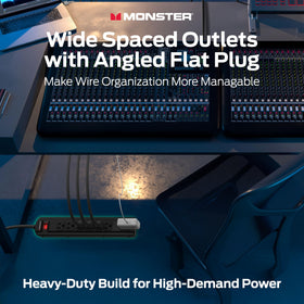 Monster pro mi right angle plug and cord showing space-saving design and easy routing
