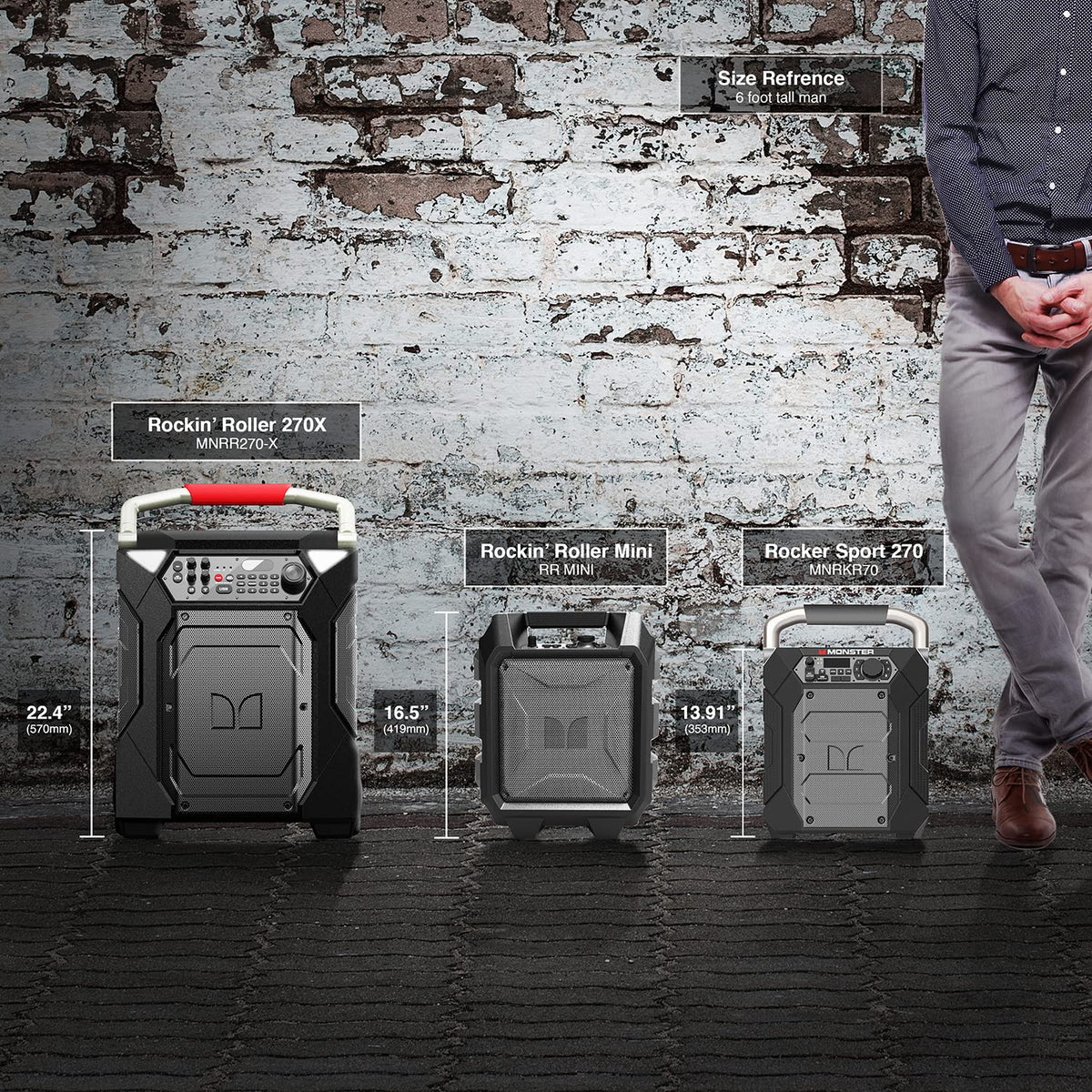 Monster Rockin' Roller 270 long-lasting battery ready for all-night sessions.